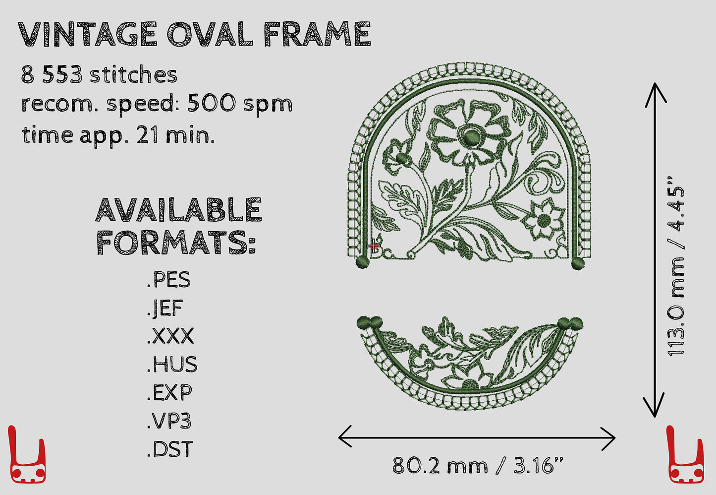 Vintage Oval Frame for Custom Monograms digital machine embroidery design