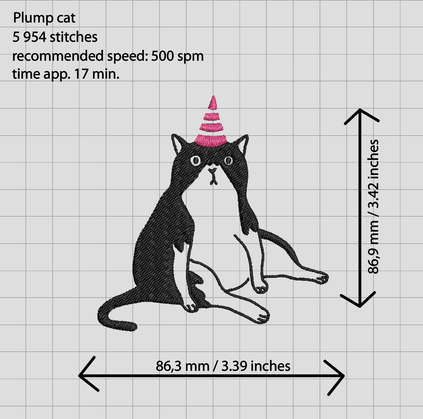 Funny cat machine embroidery design
