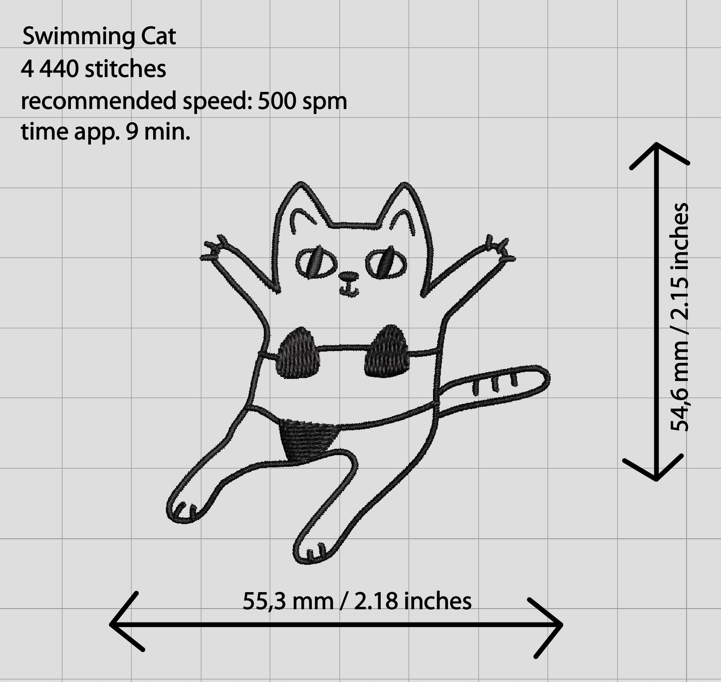 Funny cat machine embroidery design