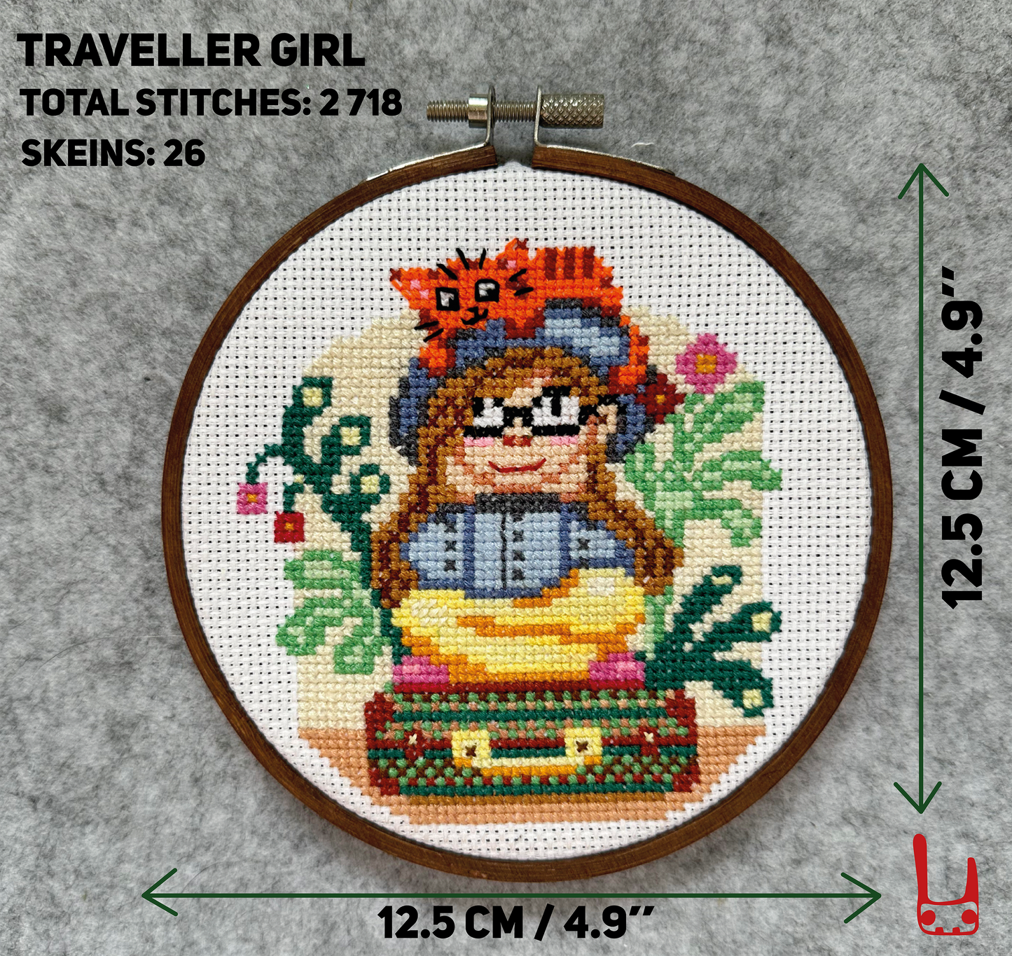 Traveller girl PDF cross stitch pattern