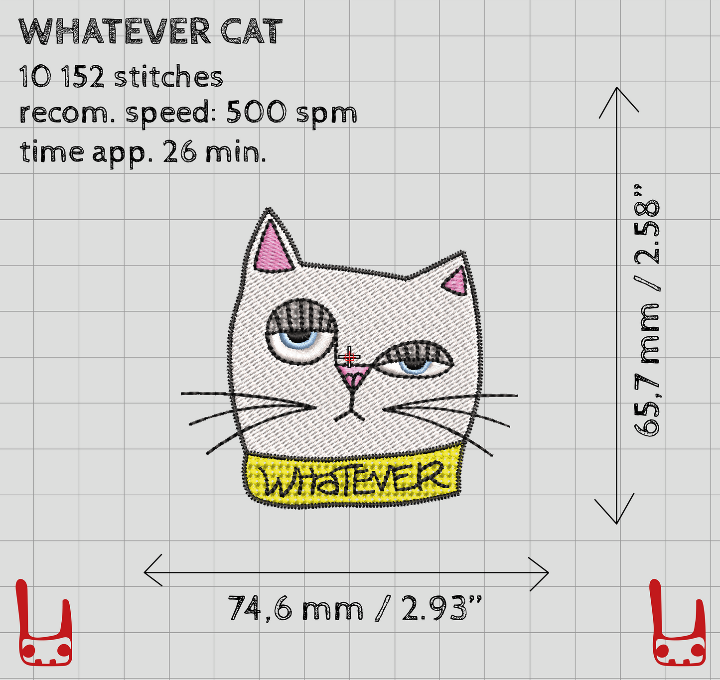 Whatever cat machine embroidery design