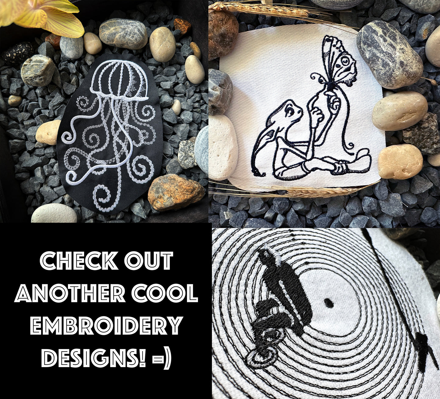 Snail with mushrooms machine embroidery design