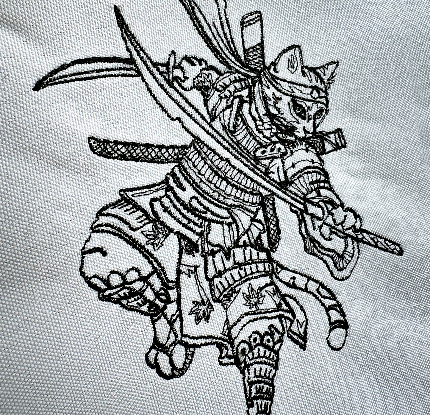 Cat samurai machine embroidery design