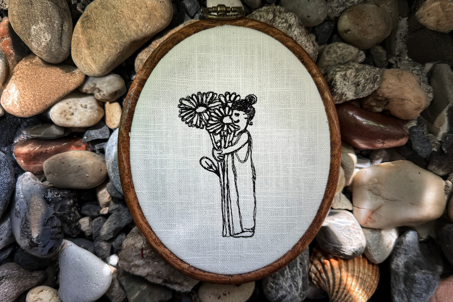 Plant Lover Embroidery Design, Minimalist Floral Girl Machine Embroidery Pattern