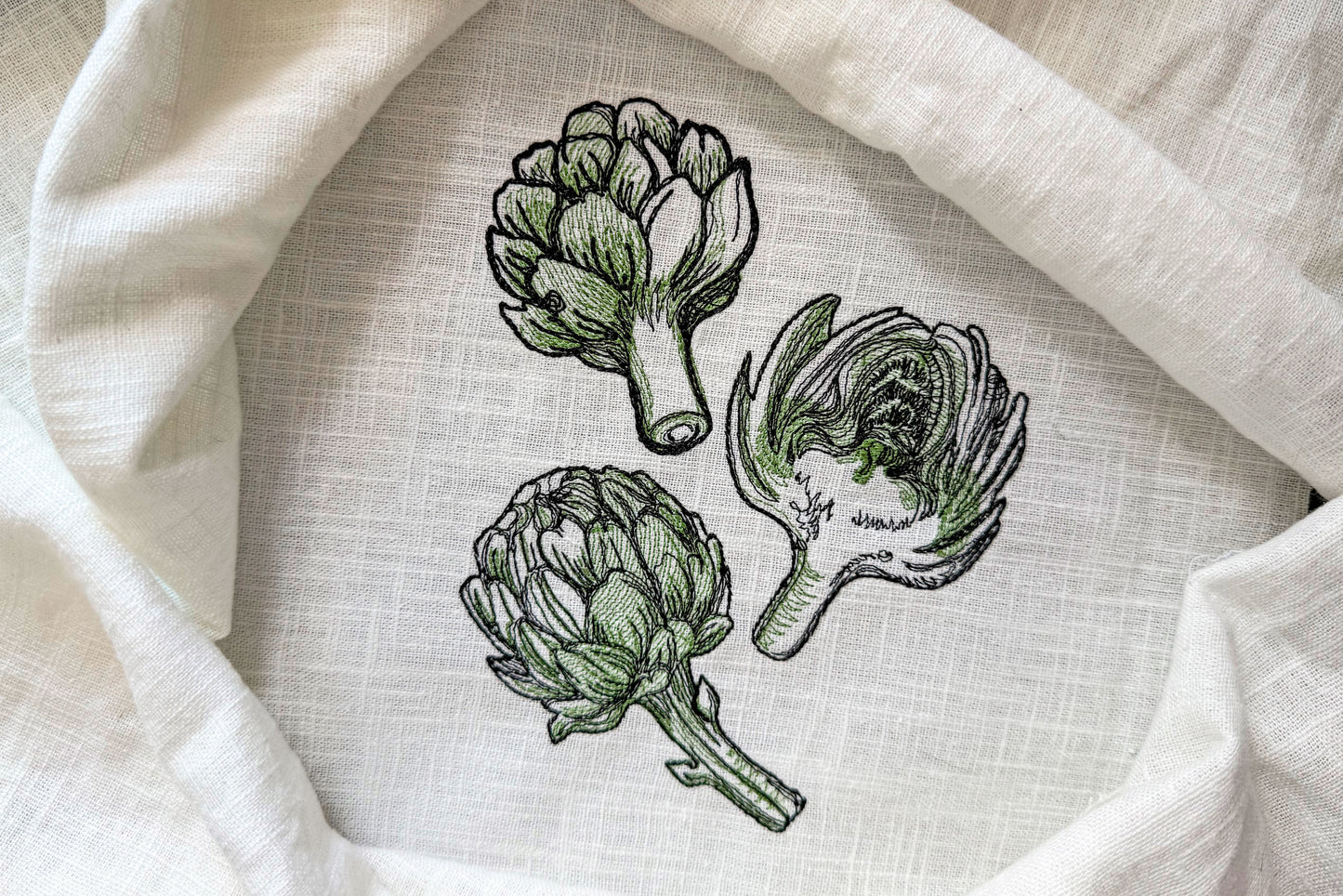 Artichoke Machine Embroidery Design Set | Botanical Kitchen Embroidery Files
