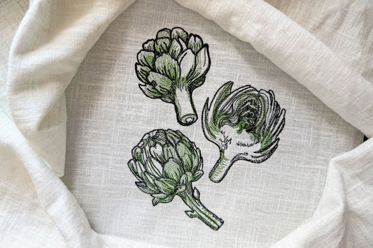 Artichoke Machine Embroidery Design Set | Botanical Kitchen Embroidery Files