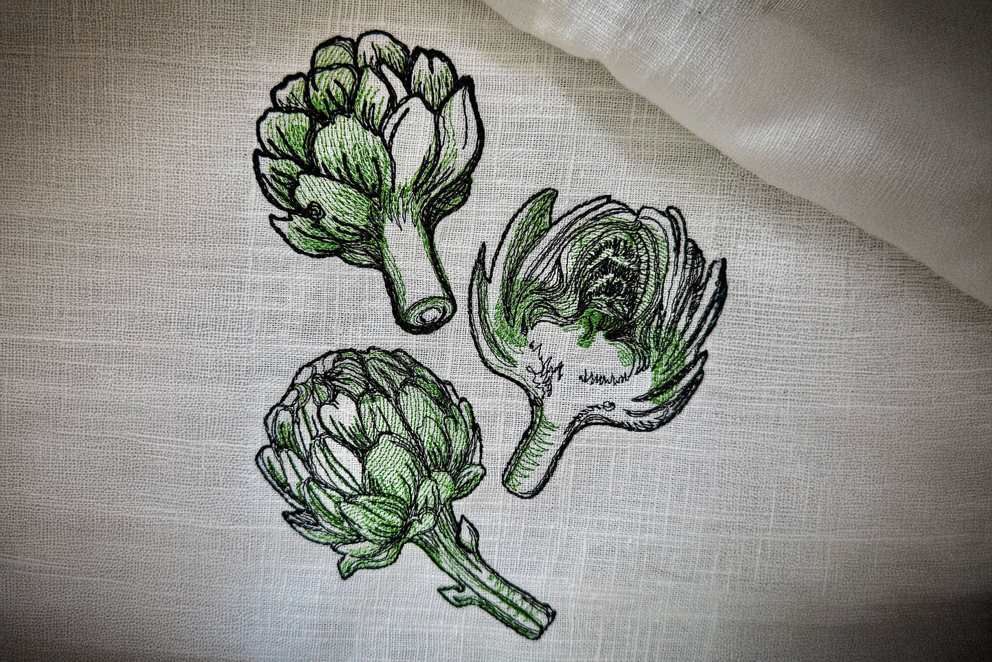 Artichoke Machine Embroidery Design Set | Botanical Kitchen Embroidery Files