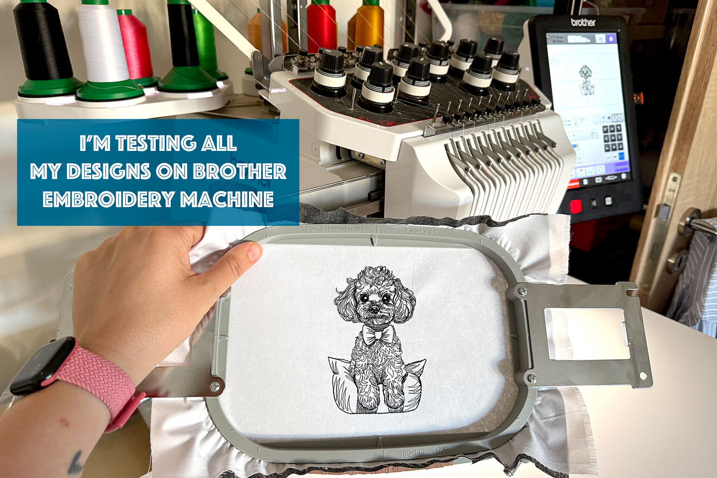 Maltipoo machine embroidery design