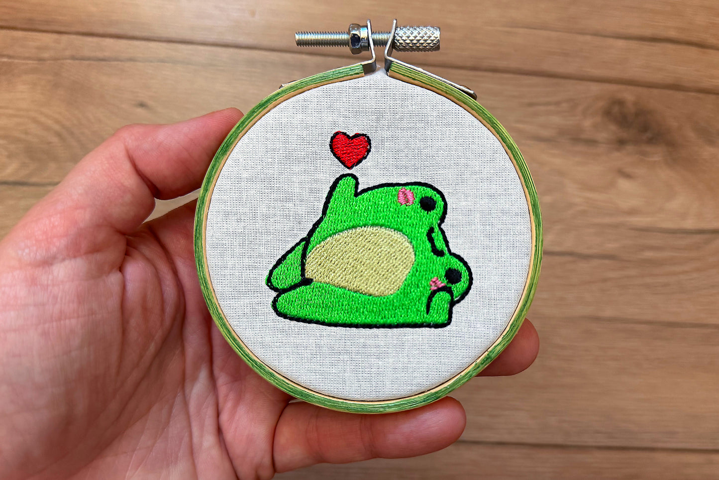 Cute frog machine embroidery design