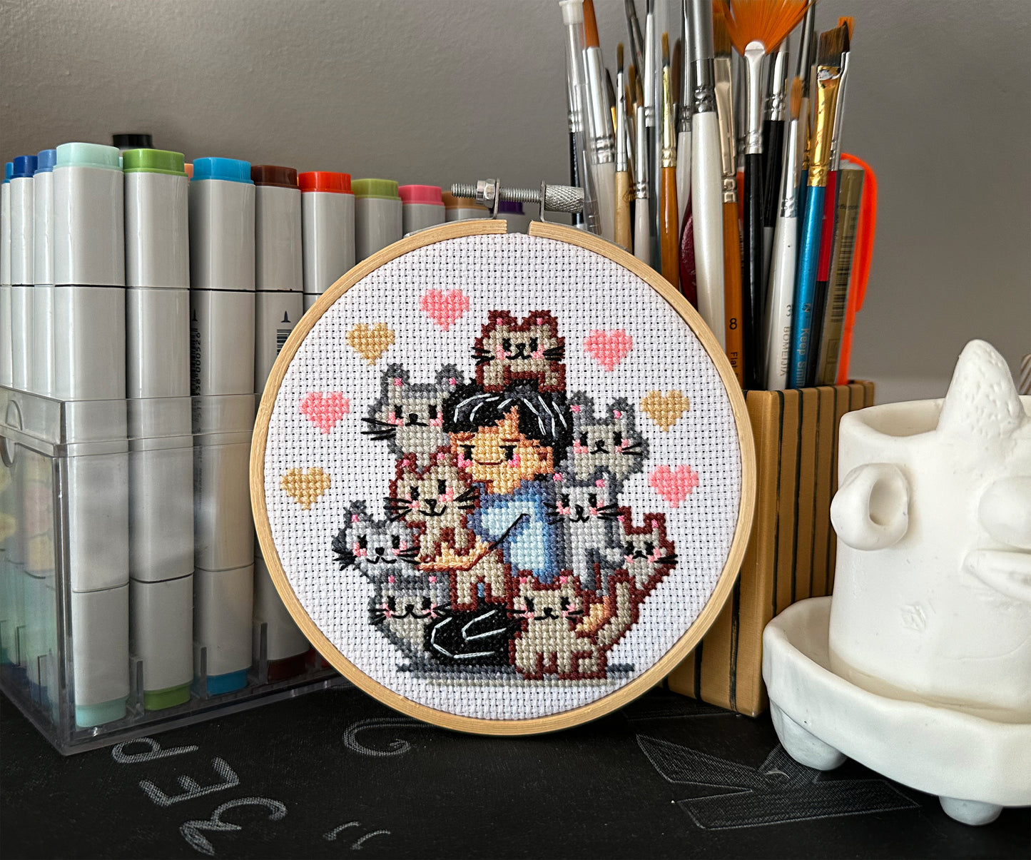 Cat's dad cross stitch pattern in PDF