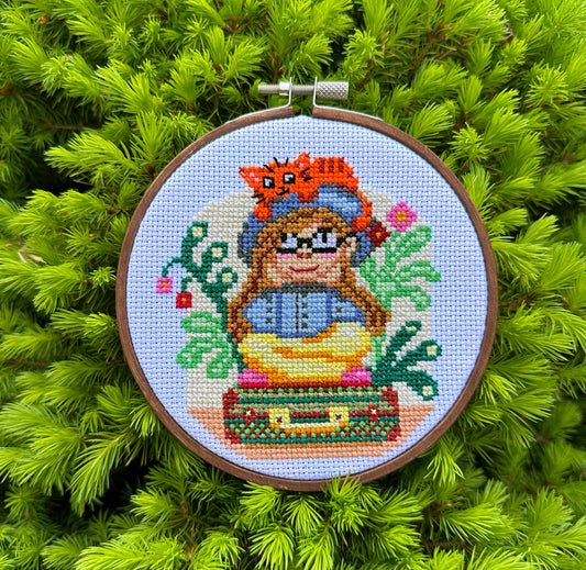 Traveller girl PDF cross stitch pattern