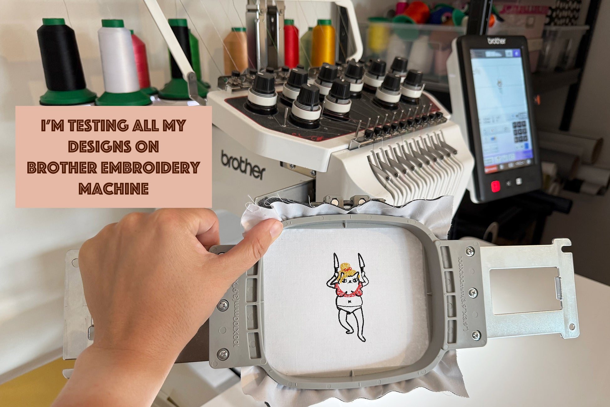 Britney Spears-inspired cat design – quirky machine embroidery art