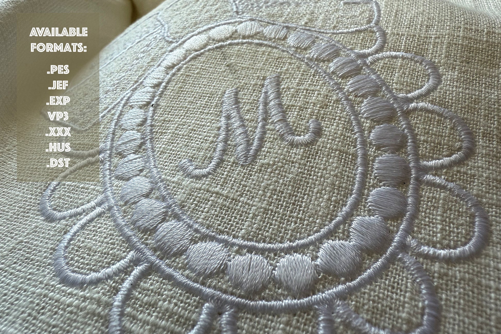 One-color embroidery frame with bow – suitable for wedding accessories