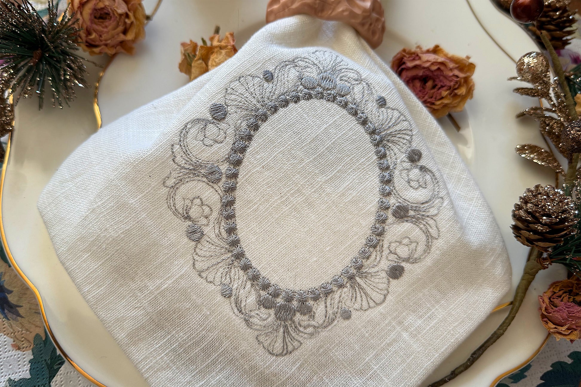 vintage monogram frame machine embroidery design for instant download