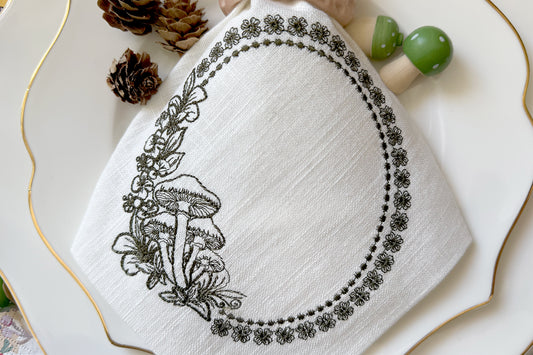 Botanical oval embroidery frame for wedding or kitchen décor