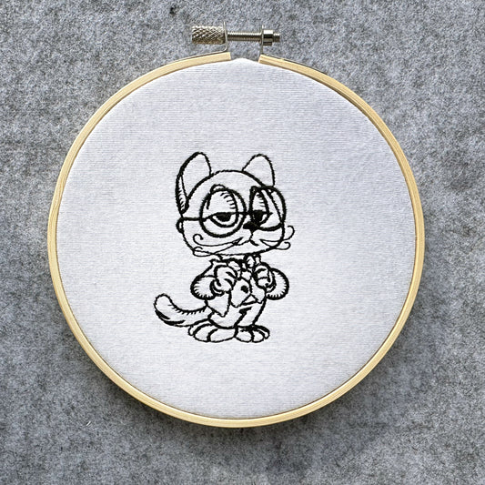 Mr Cat funny machine embroidery design