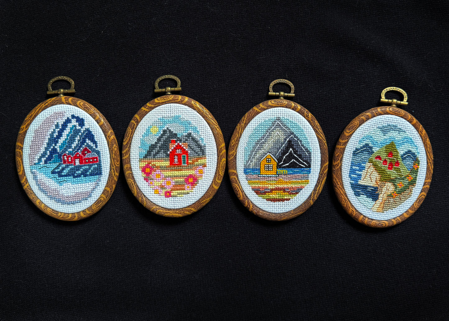 Scandinavian Seasons Cross-Stitch Set – Four Nordic Landscape Patterns for instant download