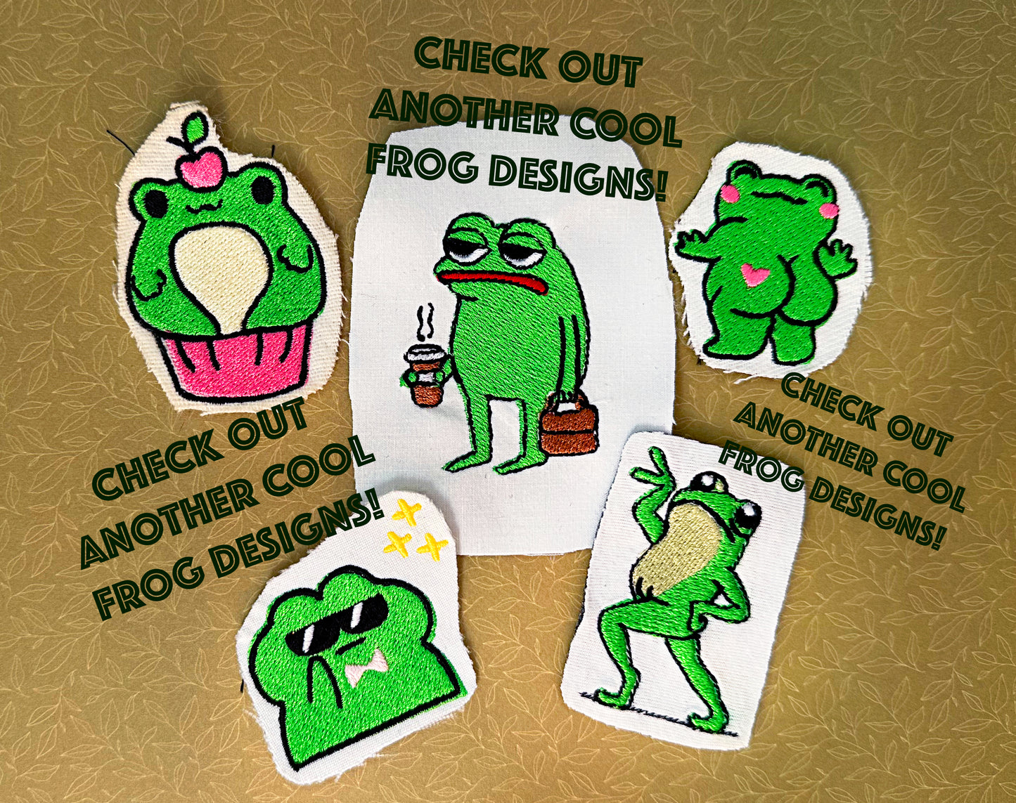 Morning frog machine embroidery, grumpy frog machine embroidery