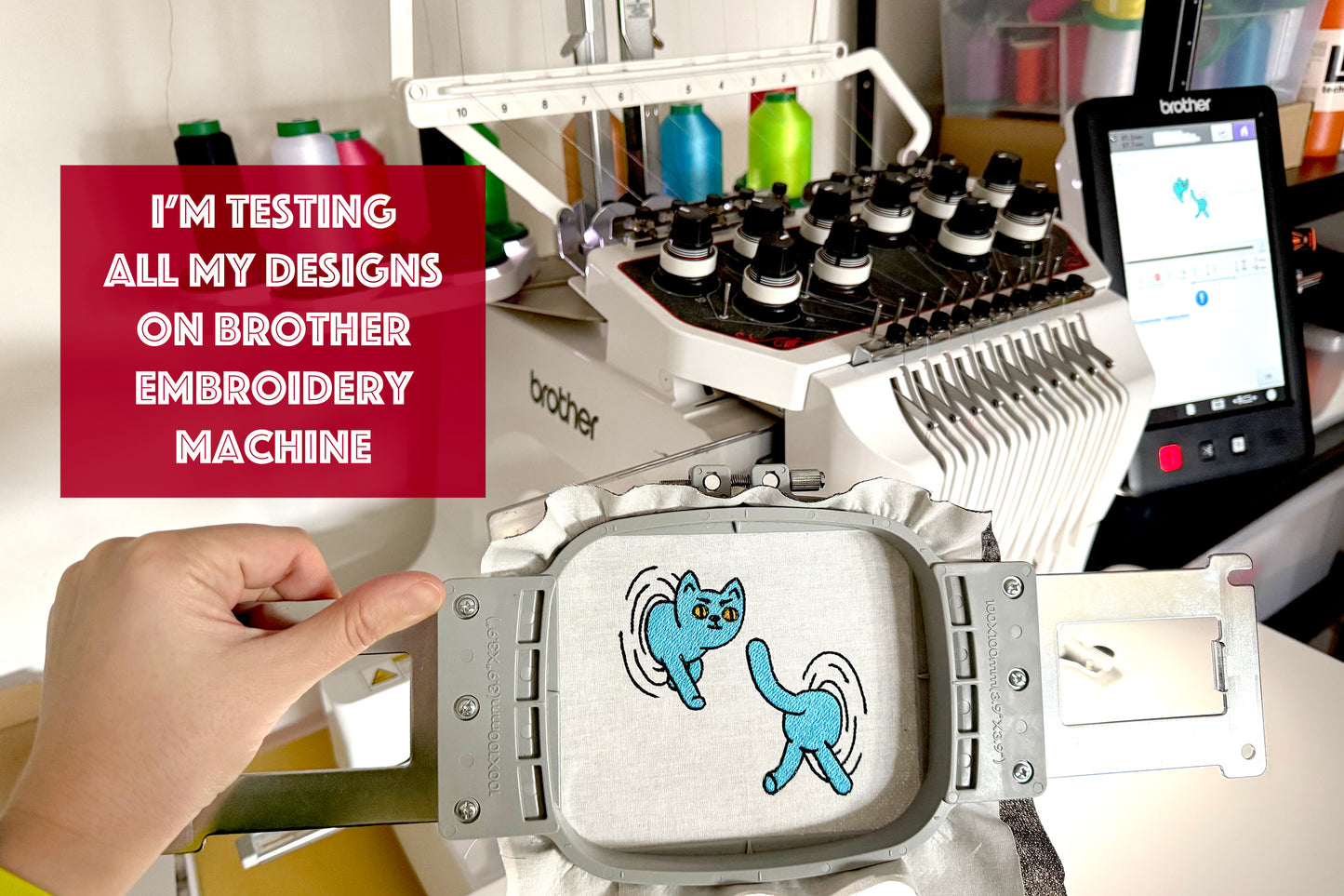 Cosmic Cat Machine  Embroidery Design – Funny Stitch Set with Front and Back Parts