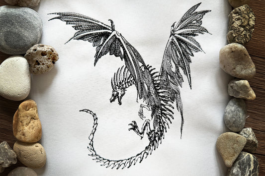 Gothic dragon machine embroidery design