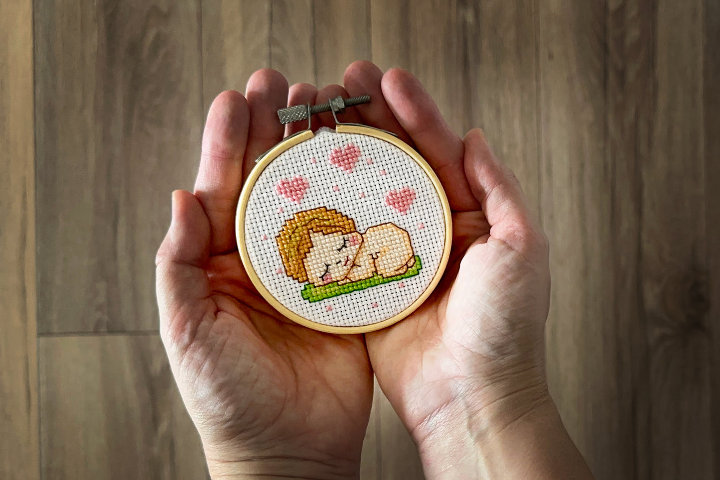 Sleeping newborn cross stitch PDF pattern