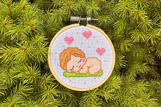 Sleeping newborn cross stitch PDF pattern