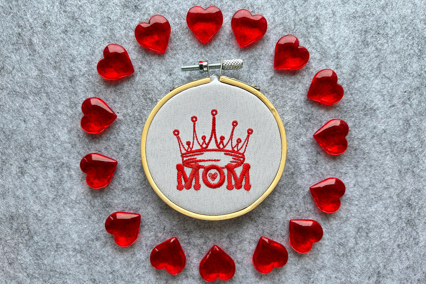 Queen MOM sign machine embroidery