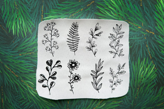 Floral set 8 pc machine embroidery