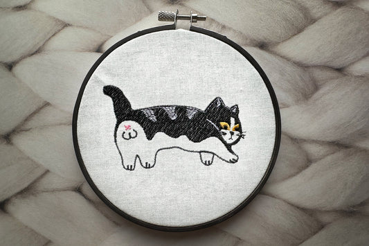 Fat cat machine embroidery design