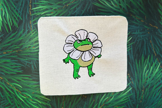 Funny frog machine embroidery design