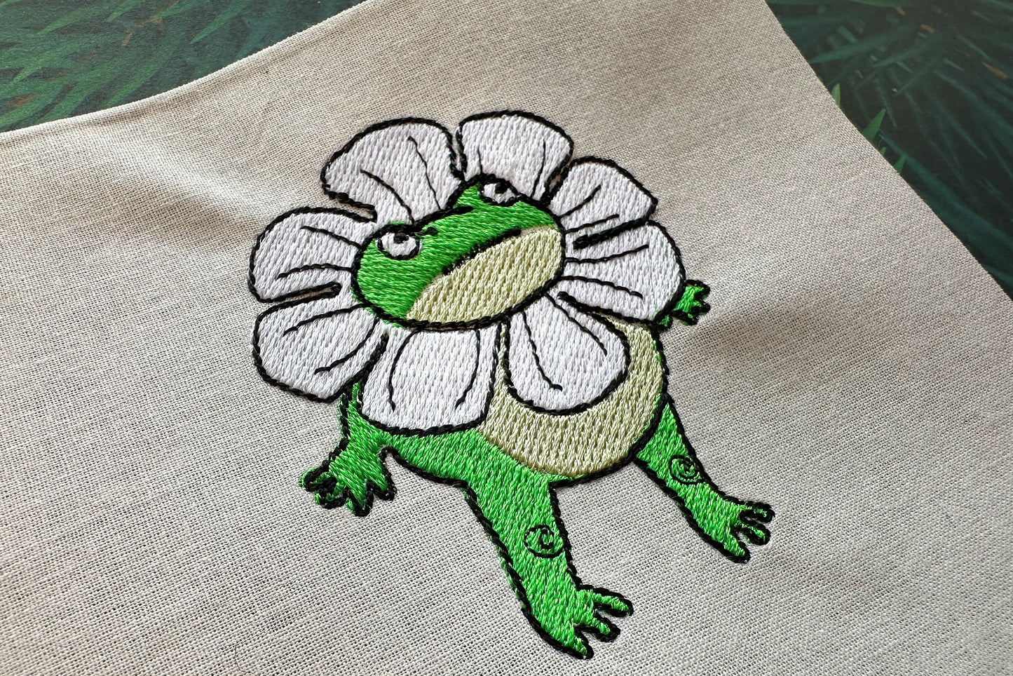 Funny frog machine embroidery design