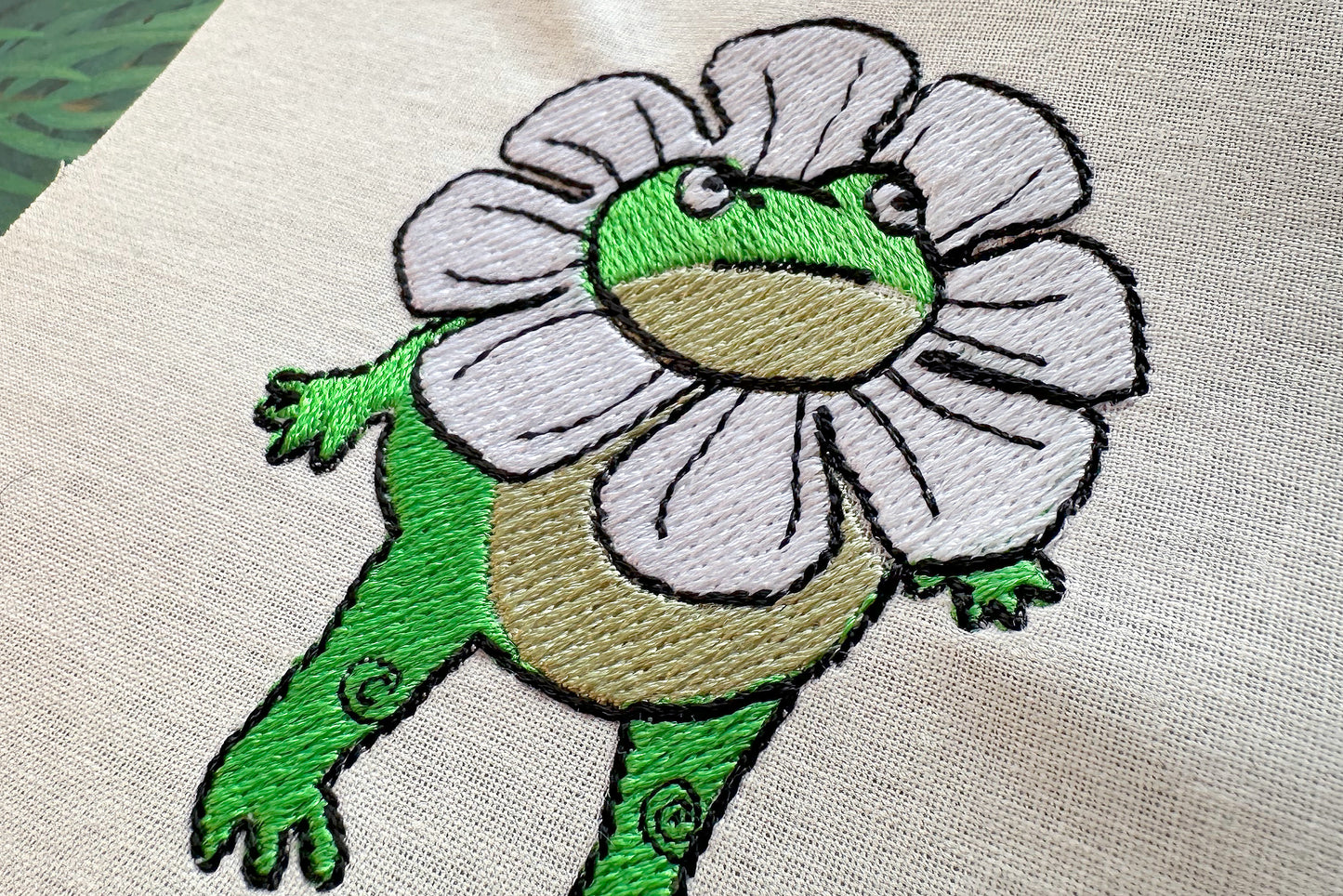 Funny frog machine embroidery design