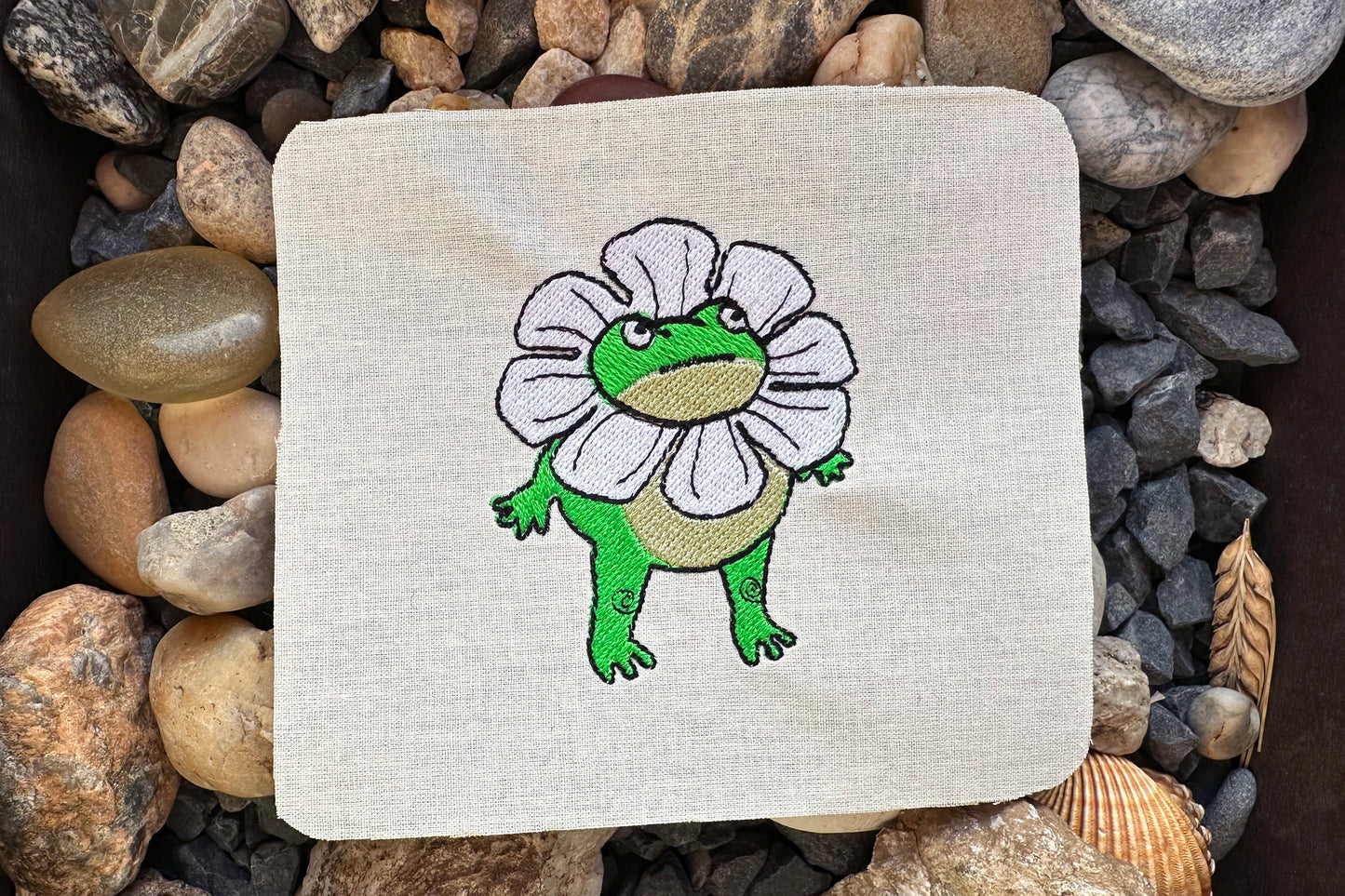 Funny frog machine embroidery design