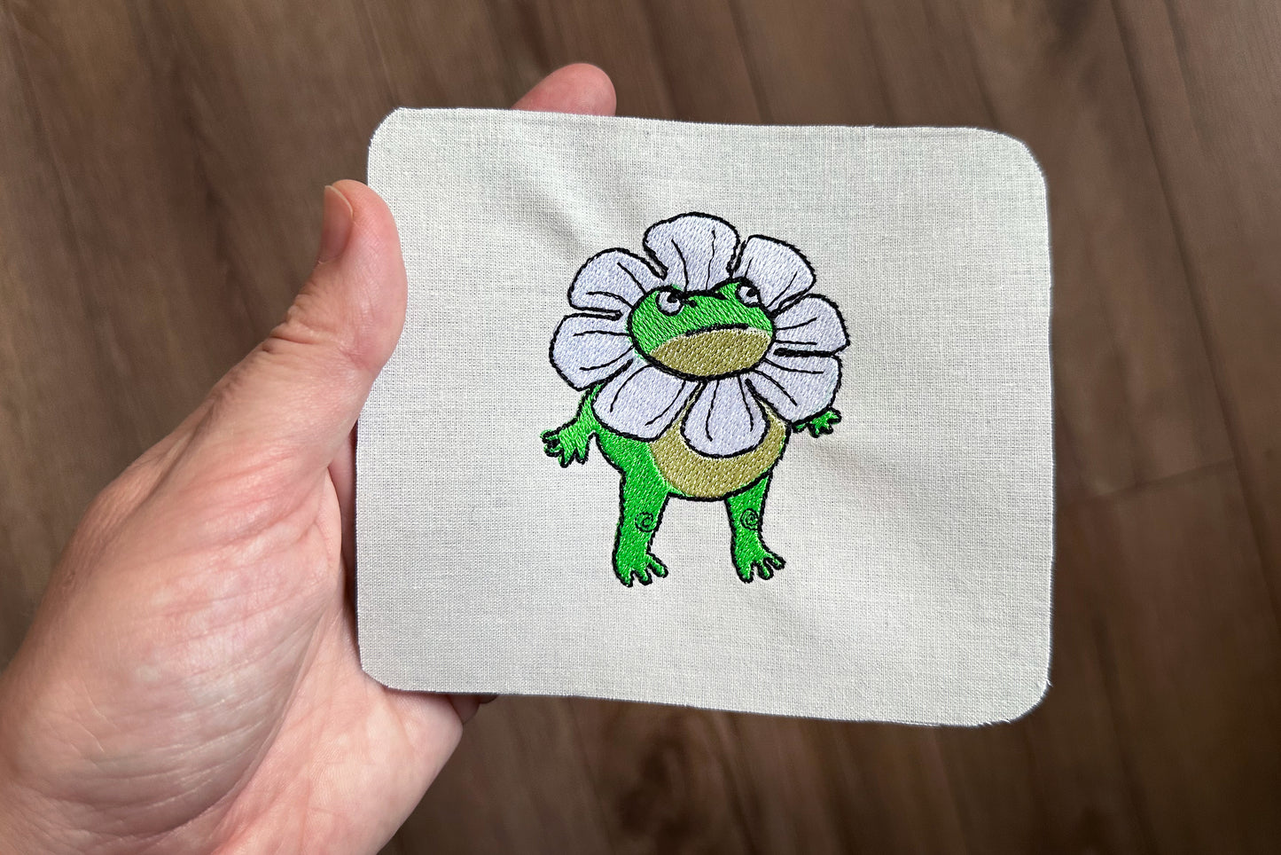 Funny frog machine embroidery design