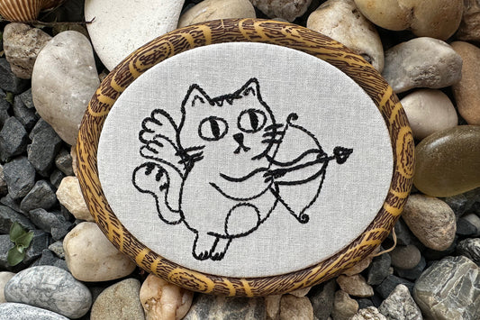 Cupid cat machine embroidery design