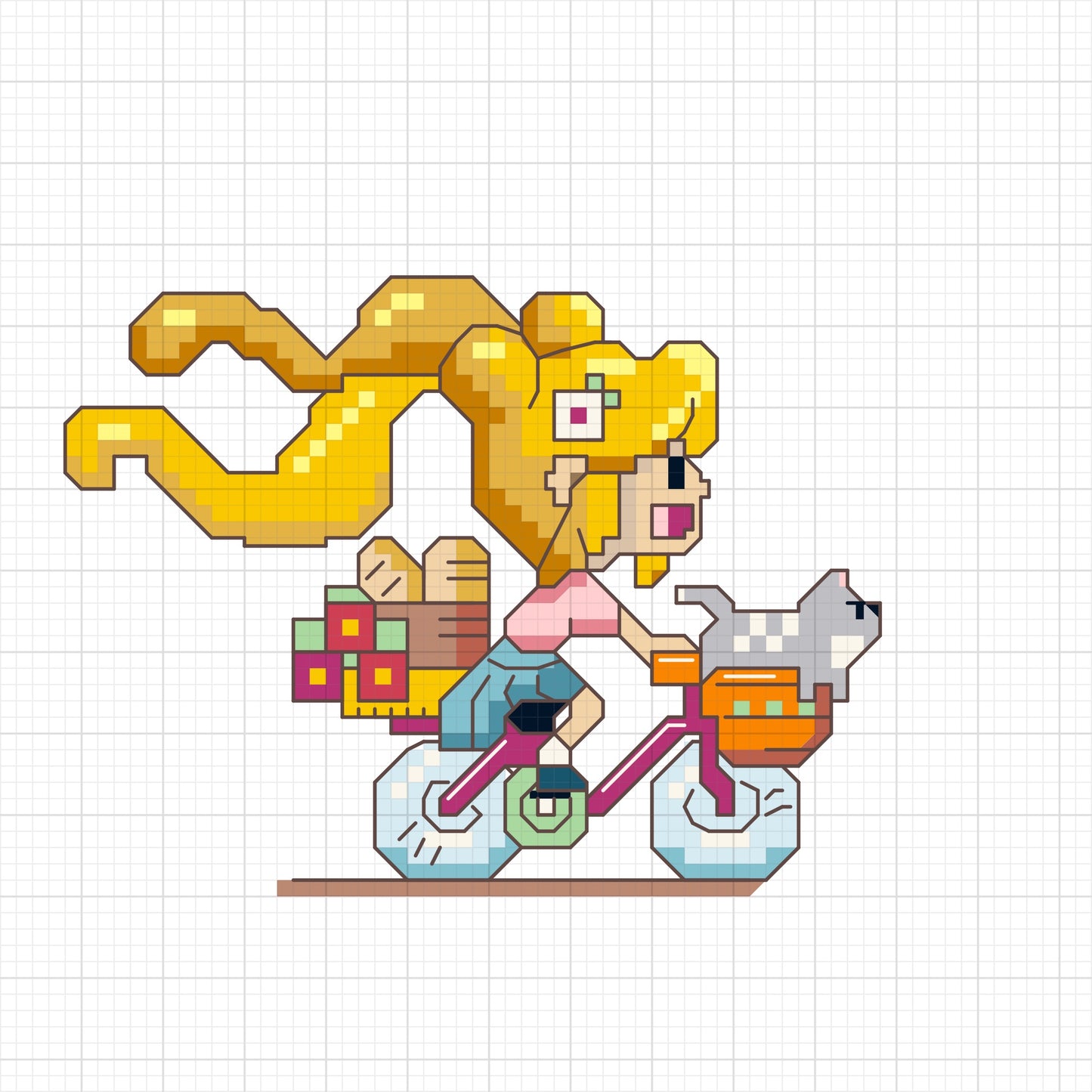 Girl on bike cross stitch PDF pattern