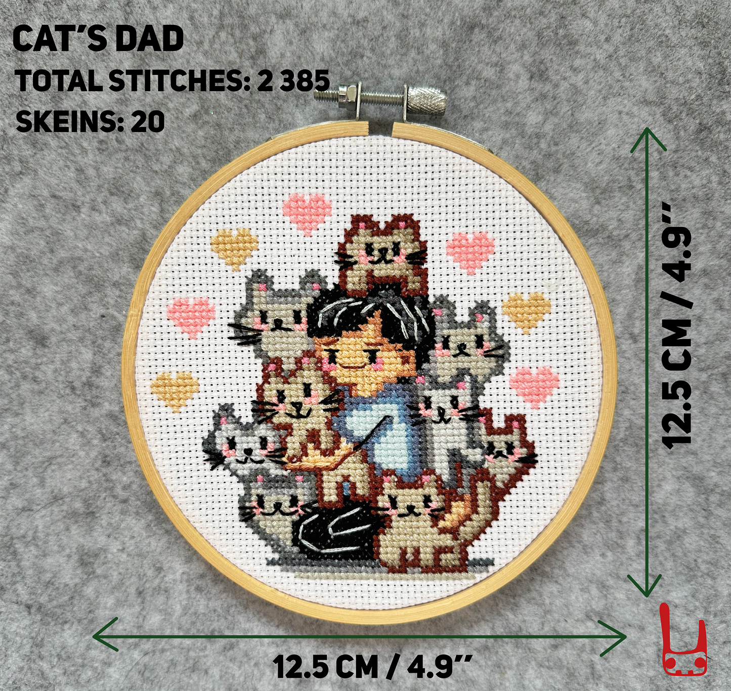 Cat's dad cross stitch pattern in PDF