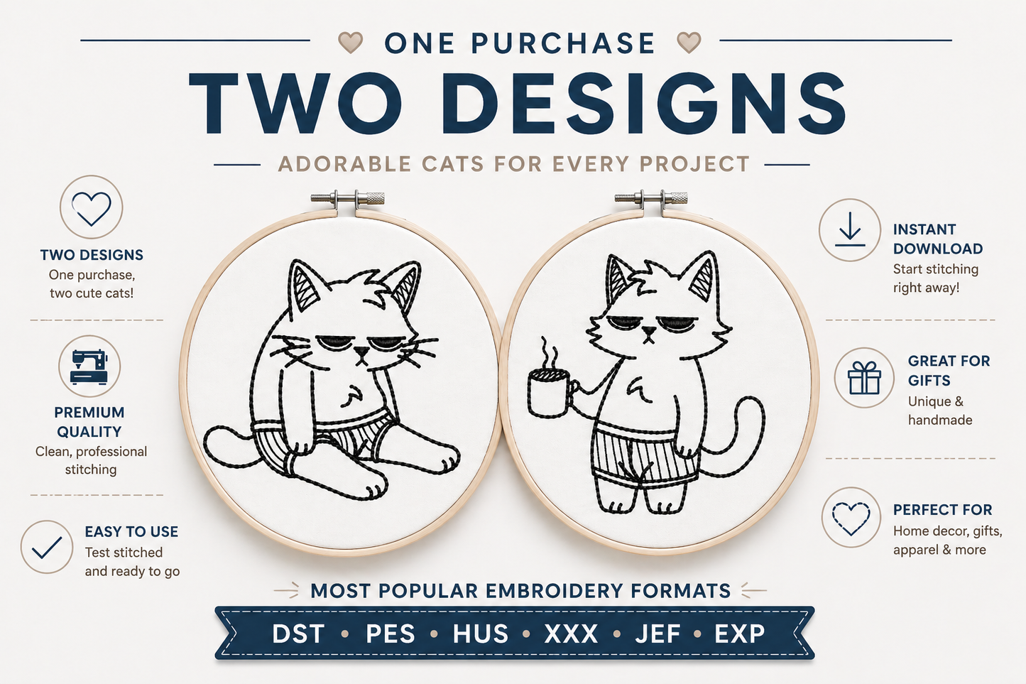 Grumpy Cat Machine Embroidery Design Set