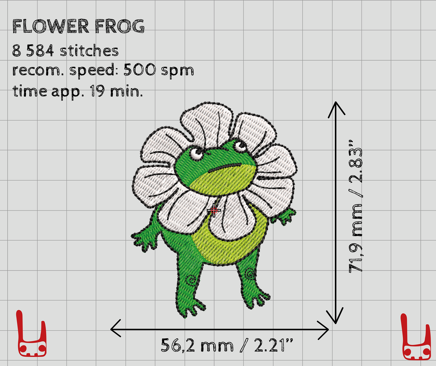 Funny frog machine embroidery design