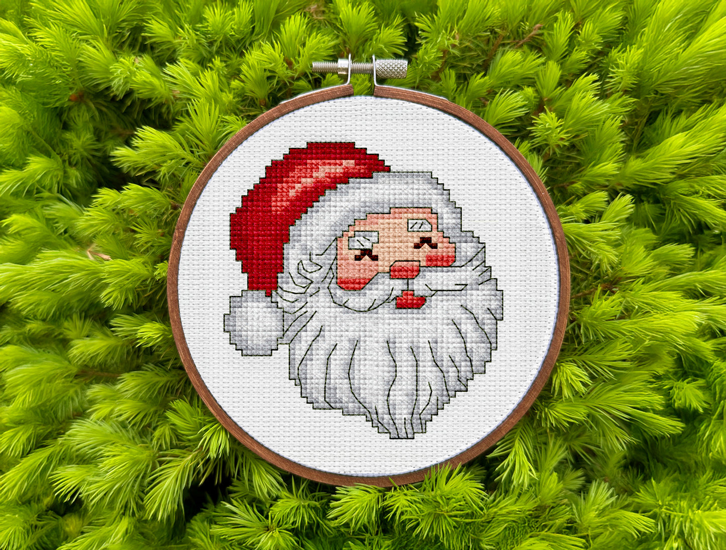 Happy Santa Cross-Stitch Pattern – Jolly Christmas Embroidery Design for Holiday Décor