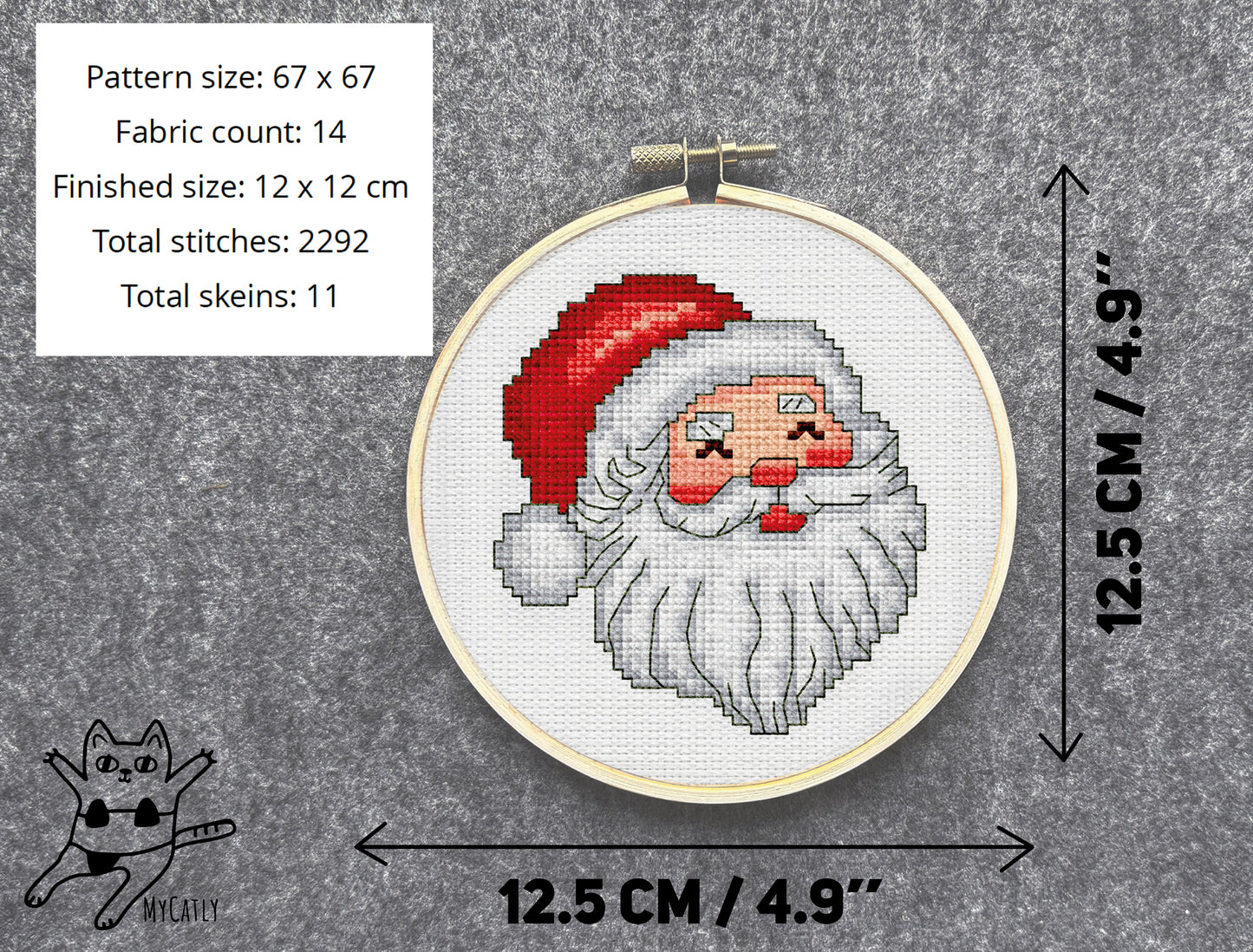Happy Santa Cross-Stitch Pattern – Jolly Christmas Embroidery Design for Holiday Décor
