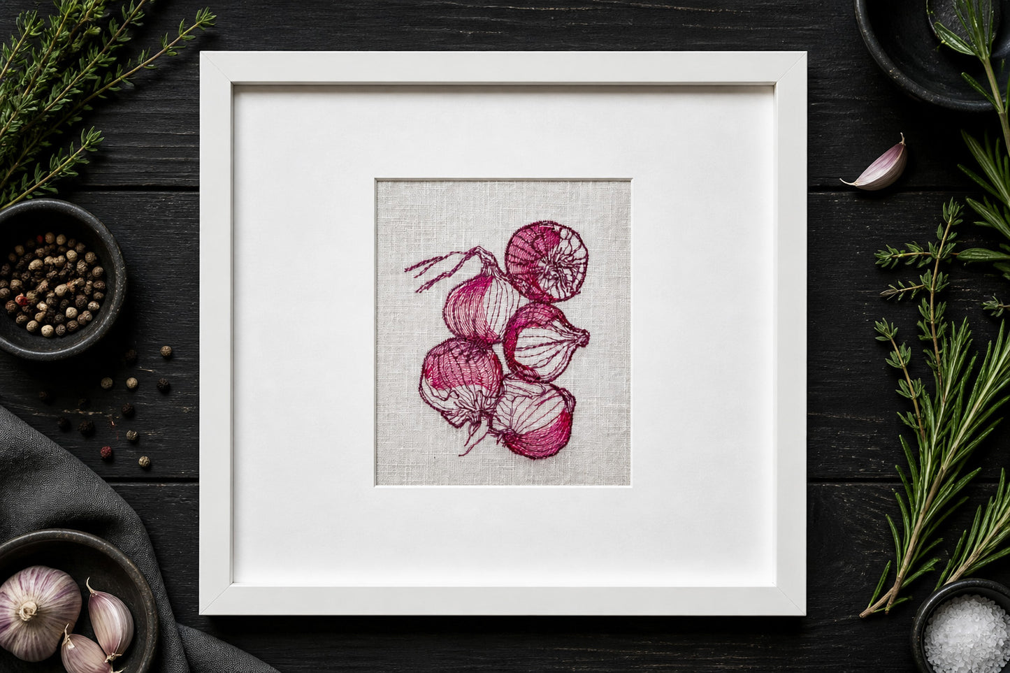 Onion Machine Embroidery Design – Minimal Kitchen Line Art
