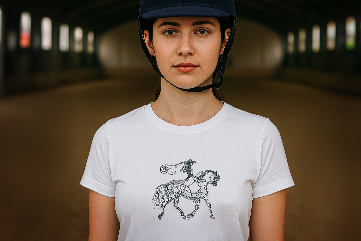 One Line Horse Machine Embroidery Design – Elegant Lady Rider Outline Art | Minimalist Equestrian Stitch Pattern