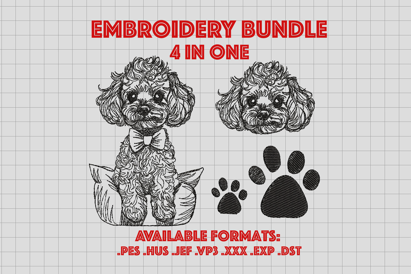 Maltipoo machine embroidery design