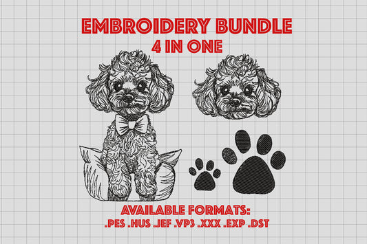 Maltipoo machine embroidery design