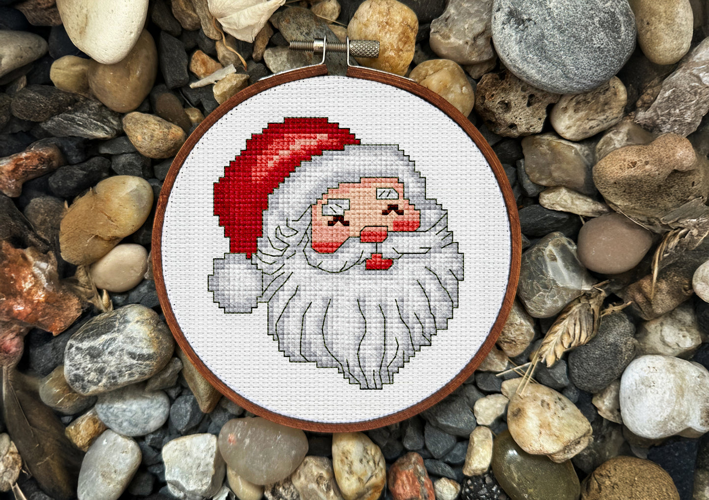 Happy Santa Cross-Stitch Pattern – Jolly Christmas Embroidery Design for Holiday Décor