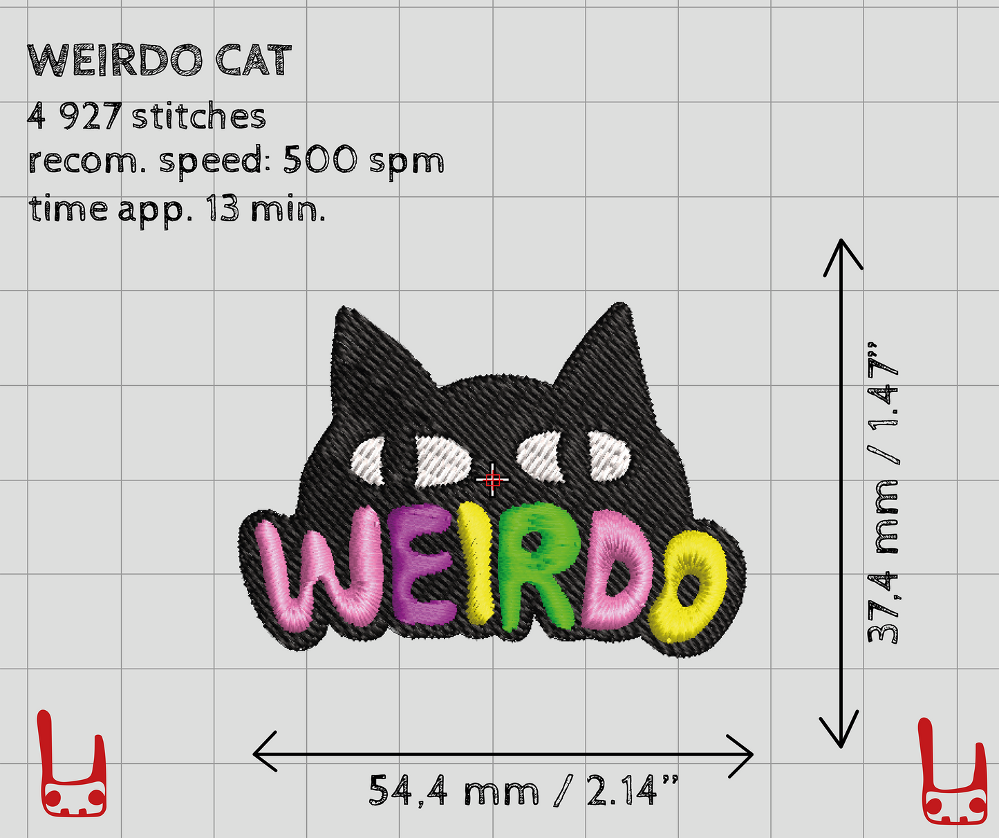 Weirdo cats machine embroidery design