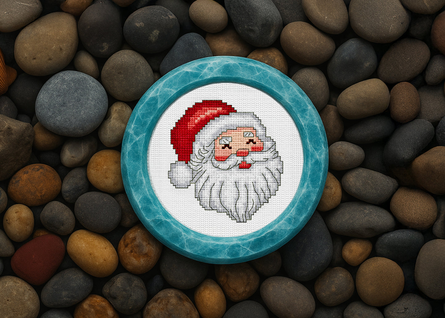 Happy Santa Cross-Stitch Pattern – Jolly Christmas Embroidery Design for Holiday Décor