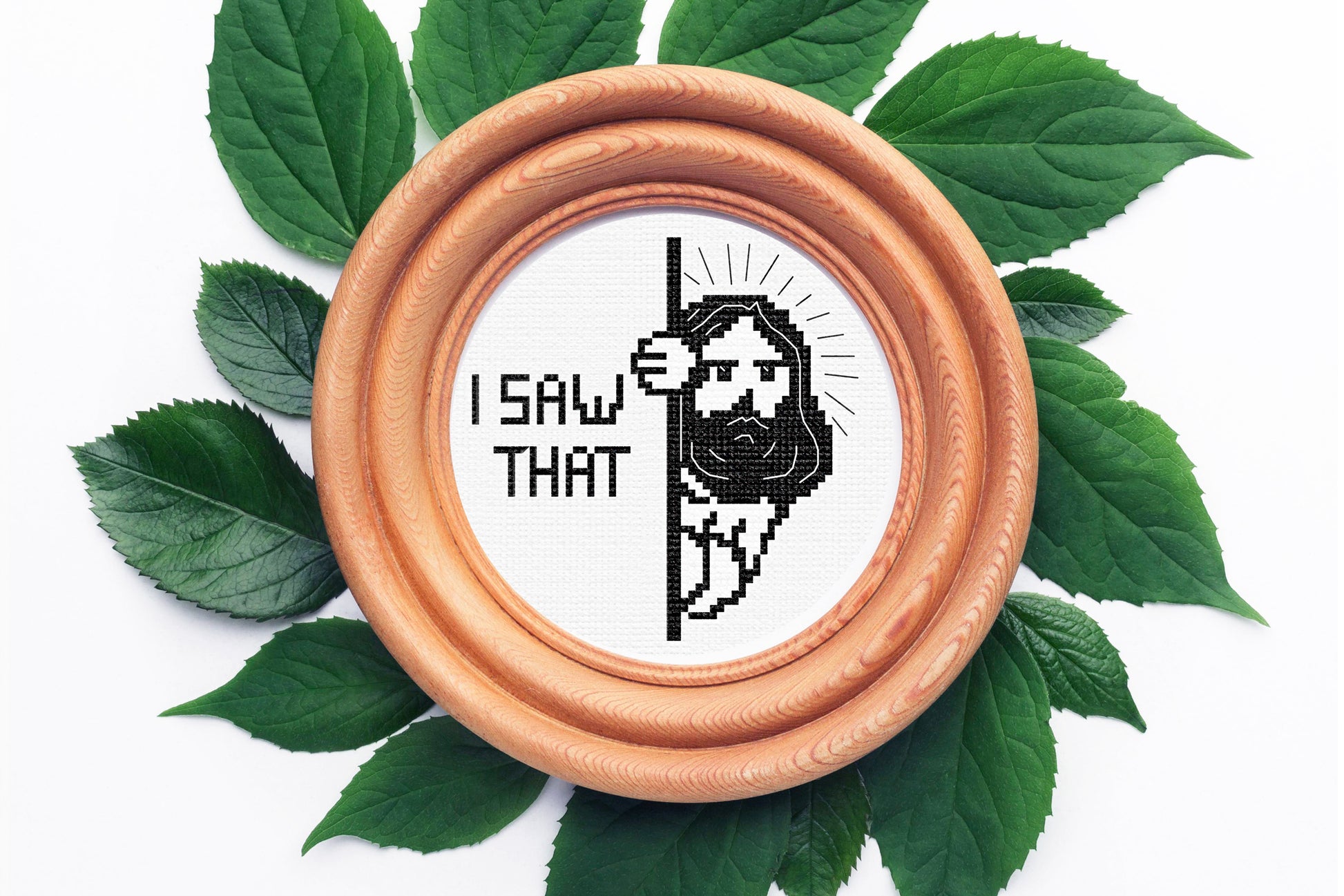 Religious humor cross-stitch art for funny home decor or handmade gifts